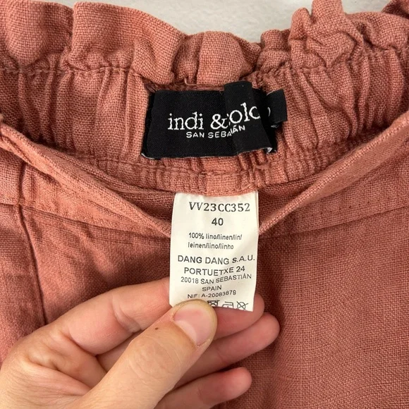 Wide Leg Linen-Blend Pants in Terra Cotta - Picture 4 of 4